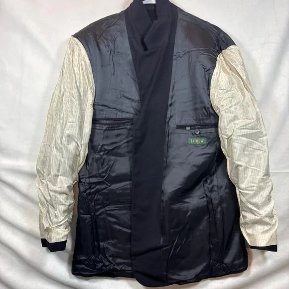 Vtg J.Crew Mens Black Classic Blazer Suit Jacket Size 44R